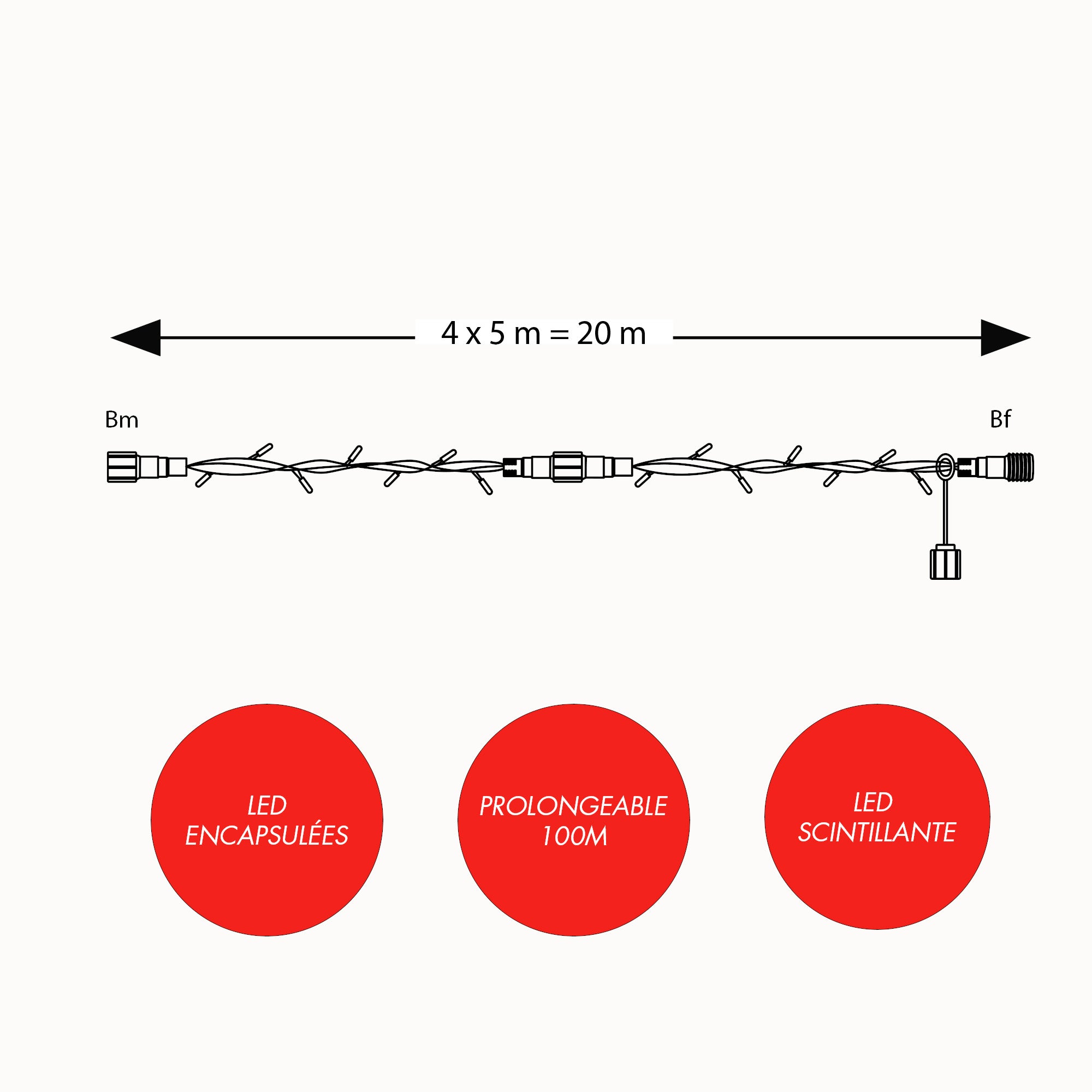 Guirlande scintillante Optima L20m -230V
